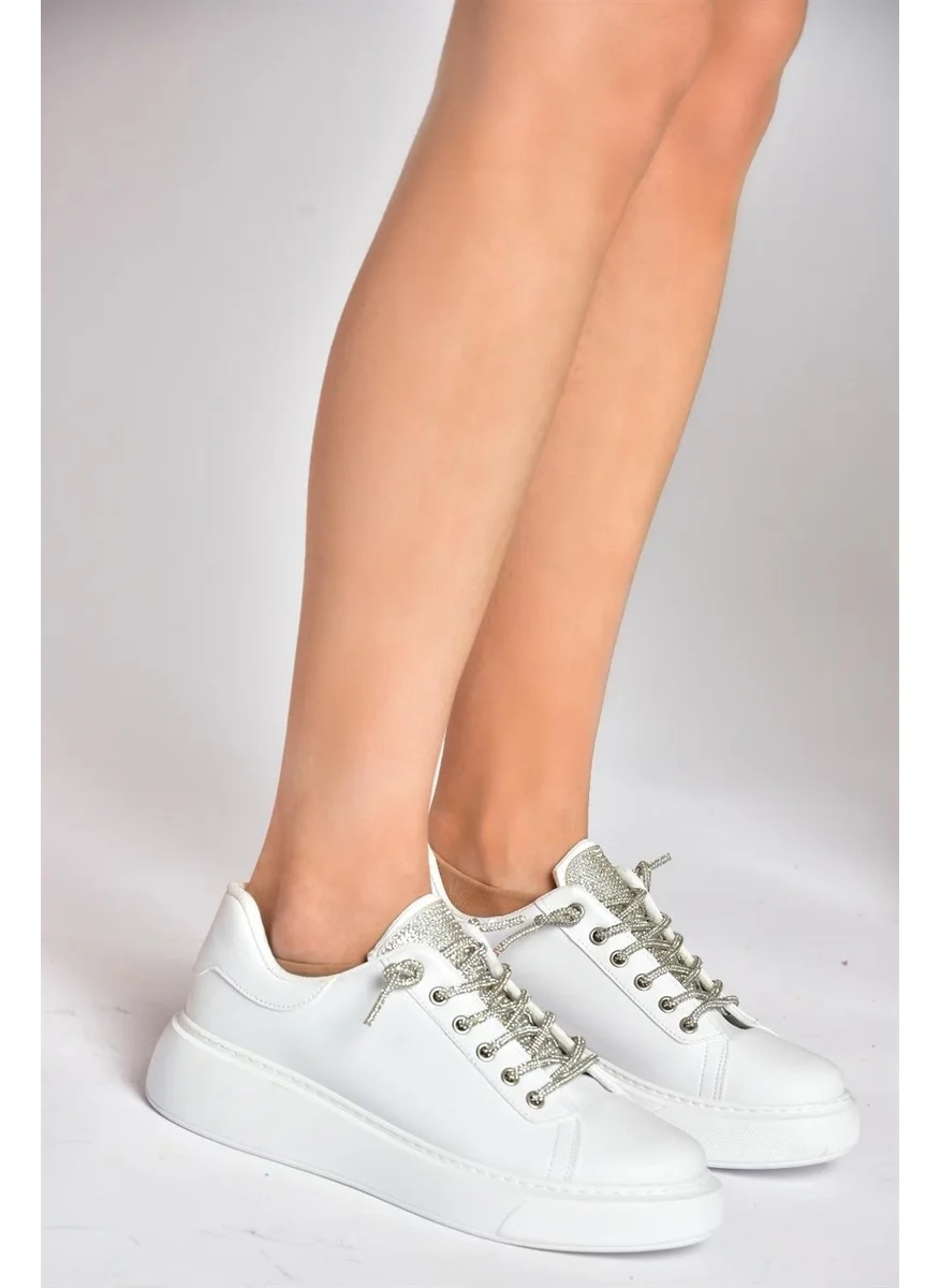 Fox Shoes P602001709 White Stone Lace-Up Women's Sports Shoes Sneakers