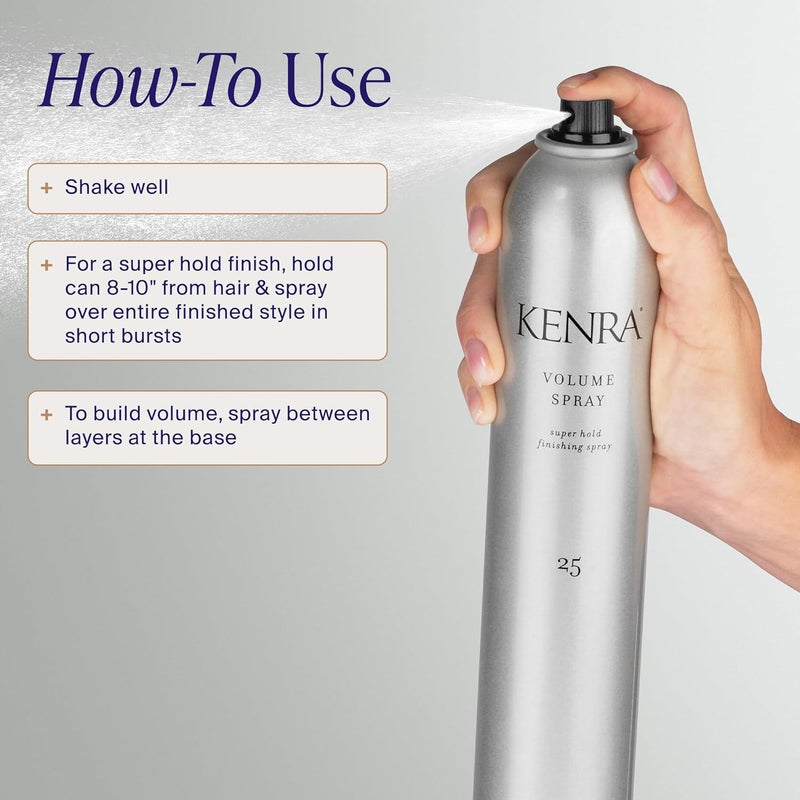 Kenra Professional Volume Spray 25 50% | Super Hold Finishing & Styling Hairspray | Flake-free & Fast-drying | Wind & Humidity Resistance | All Hair Types | 16 oz - Image 4