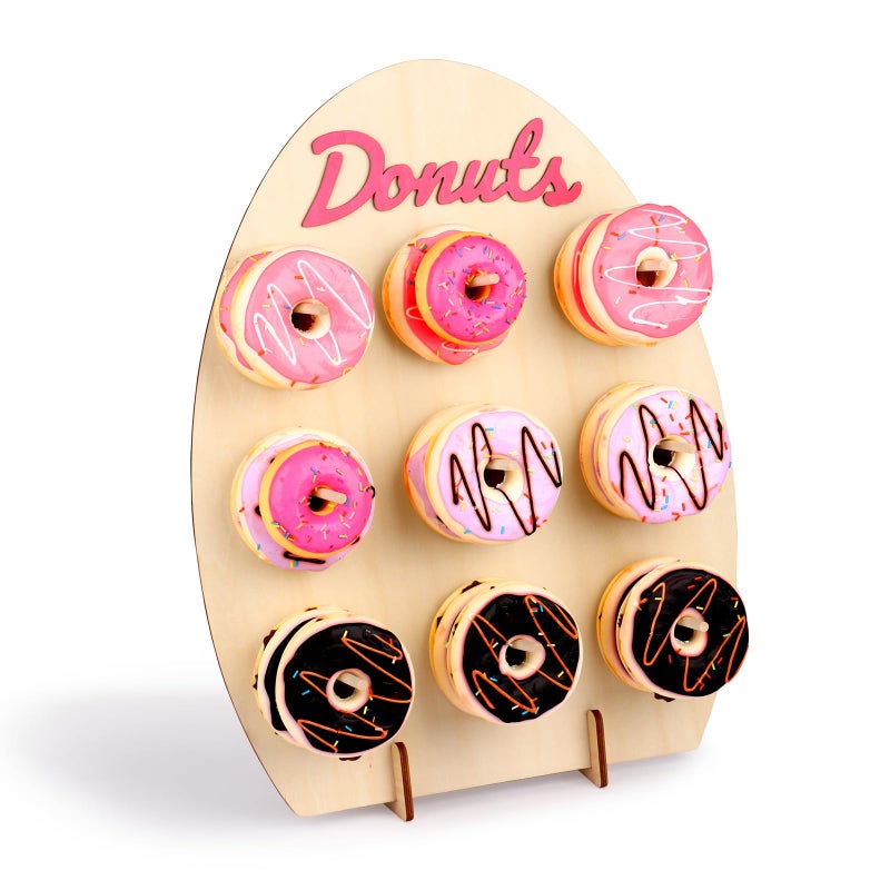 KOYILTD Reusable Donut Wall Stand for Party Cute Donut Party Decorations Wooden Donut Display Board for Dessert Table Decoration Donut Holders for Party (Egg Style) - Image 1
