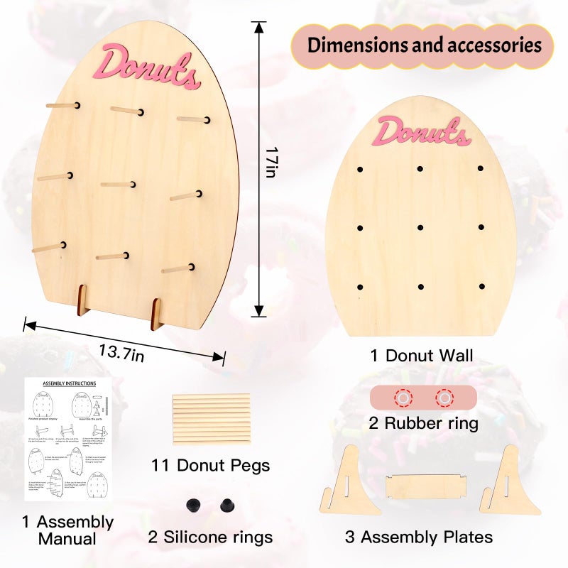 KOYILTD Reusable Donut Wall Stand for Party Cute Donut Party Decorations Wooden Donut Display Board for Dessert Table Decoration Donut Holders for Party (Egg Style) - Image 3