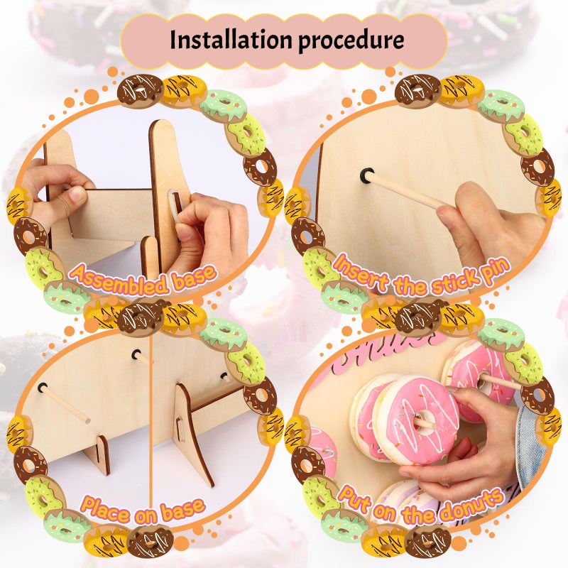 KOYILTD Reusable Donut Wall Stand for Party Cute Donut Party Decorations Wooden Donut Display Board for Dessert Table Decoration Donut Holders for Party (Egg Style) - Image 5