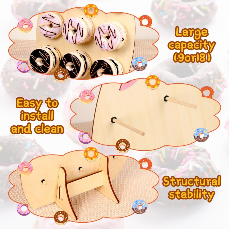 KOYILTD Reusable Donut Wall Stand for Party Cute Donut Party Decorations Wooden Donut Display Board for Dessert Table Decoration Donut Holders for Party (Egg Style) - Image 4