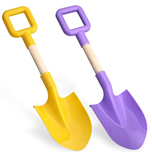 Amarlozn Beach Sand Shovels Toy for Kids Jumbo Gardening Tool Kit 16 Sturdy Long Handheld Wooden ABS Plastic Spade Scoop for Sand Snow Digging Planting Summer Winter Backyard Fun Purple Yellow - Image 1
