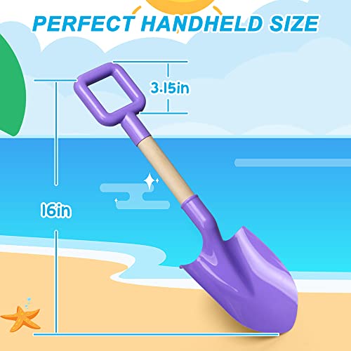 Amarlozn Beach Sand Shovels Toy for Kids Jumbo Gardening Tool Kit 16 Sturdy Long Handheld Wooden ABS Plastic Spade Scoop for Sand Snow Digging Planting Summer Winter Backyard Fun Purple Yellow - Image 5