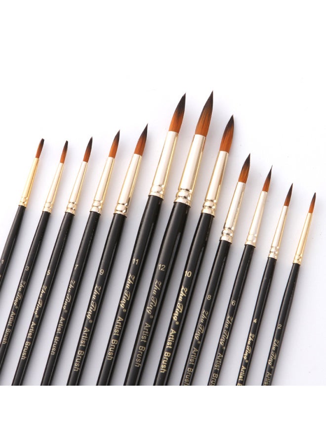 ZhuTing Nylon Wool Brush Two-color Nylon Wool Brush Round Front Watercolor Brush Art Painting Brush - Image 3