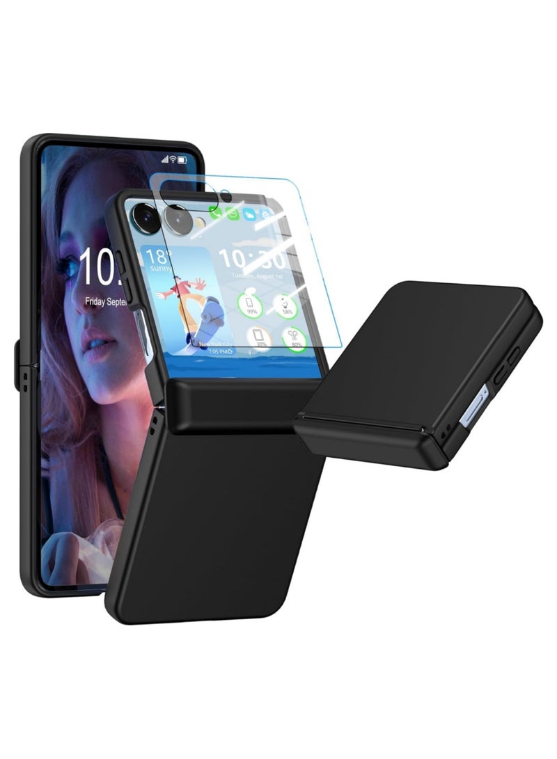 اووكاي [1+1] جراب مصمم لهاتف Samsung Galaxy Z Flip 7 5G مع عبوة واحدة من واقي الشاشة، جراب خفيف الوزن للغاية مصنوع من مادة الكمبيوتر الشخصي مع مفصلات صلبة لهاتف Samsung Z Flip 7 (أسود) - Image 1