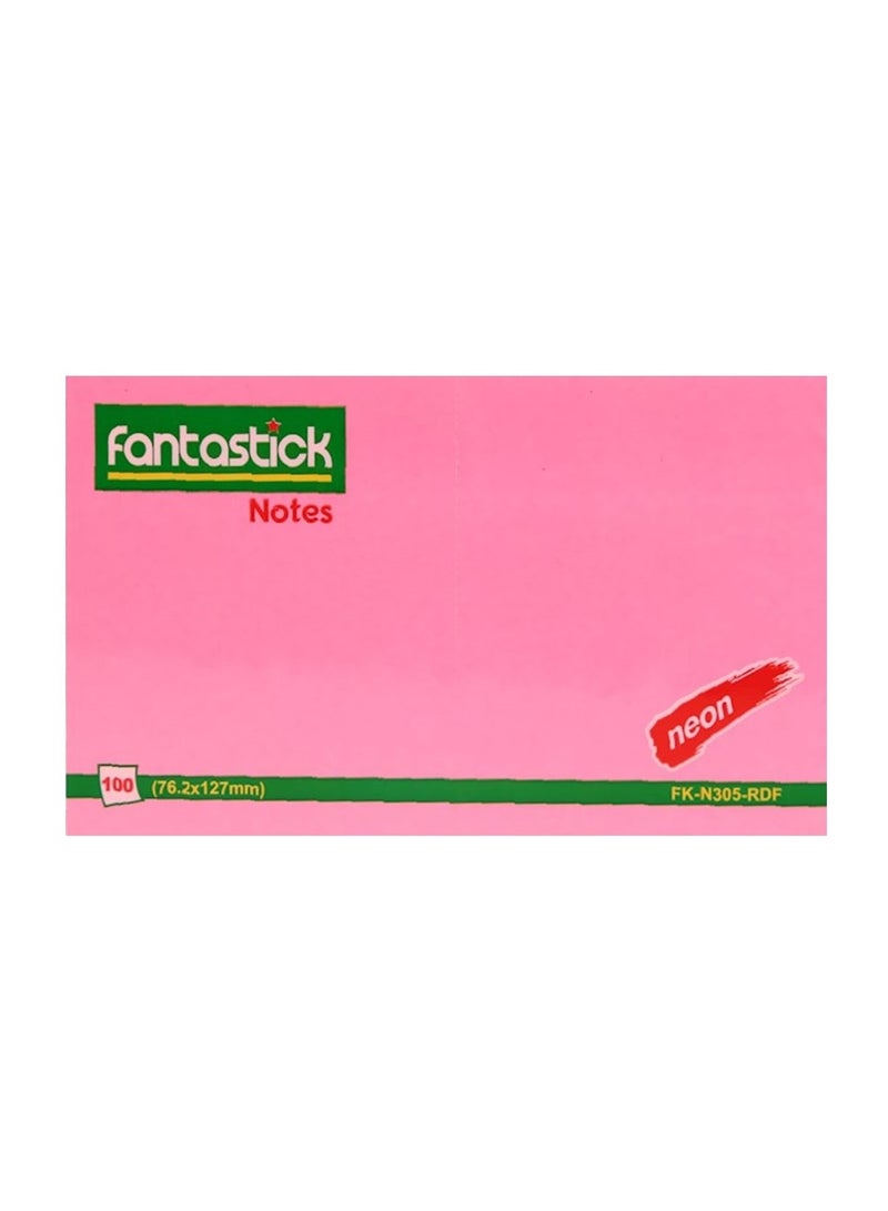 Fantastick 100-Piece Sticky Notes 3x5 Inch Size Neon Pink - Image 1