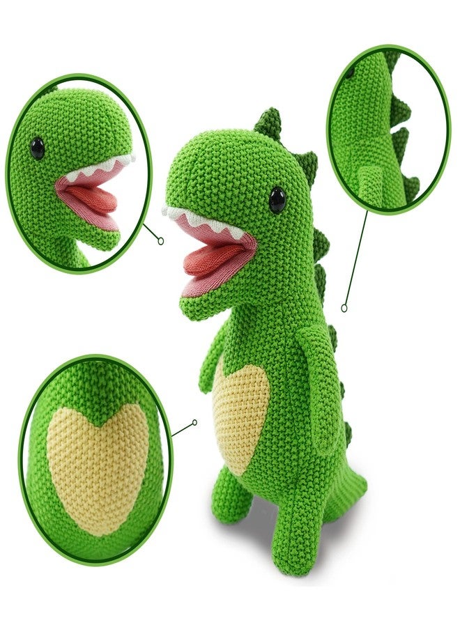 JUSTQUNSEEN Knitted Dinosaur Stuffed Animal,11 Inch Stuffed Animals Plush Dinosaur Cute Animal Dinosau rs Toy for Girl,Soft Toy Cotton Plush Knitte Stuffed Animals Birthday - Image 3