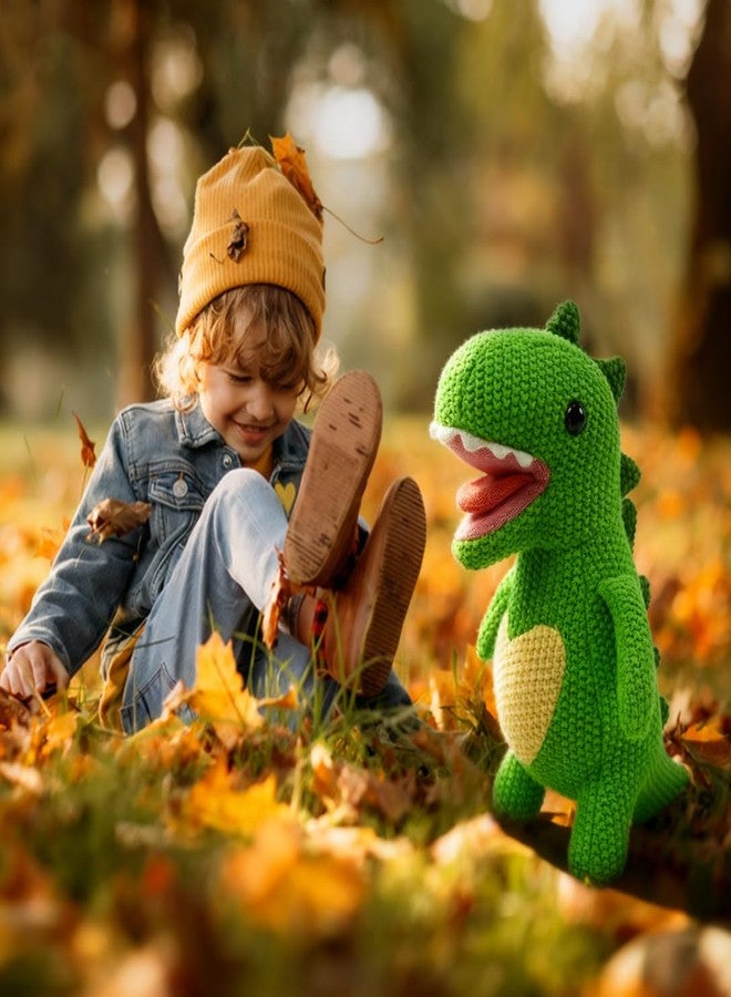 JUSTQUNSEEN Knitted Dinosaur Stuffed Animal,11 Inch Stuffed Animals Plush Dinosaur Cute Animal Dinosau rs Toy for Girl,Soft Toy Cotton Plush Knitte Stuffed Animals Birthday - Image 4