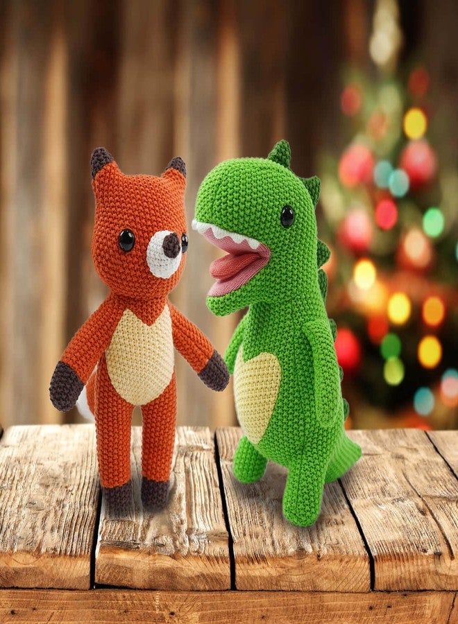 JUSTQUNSEEN Knitted Dinosaur Stuffed Animal,11 Inch Stuffed Animals Plush Dinosaur Cute Animal Dinosau rs Toy for Girl,Soft Toy Cotton Plush Knitte Stuffed Animals Birthday - Image 5