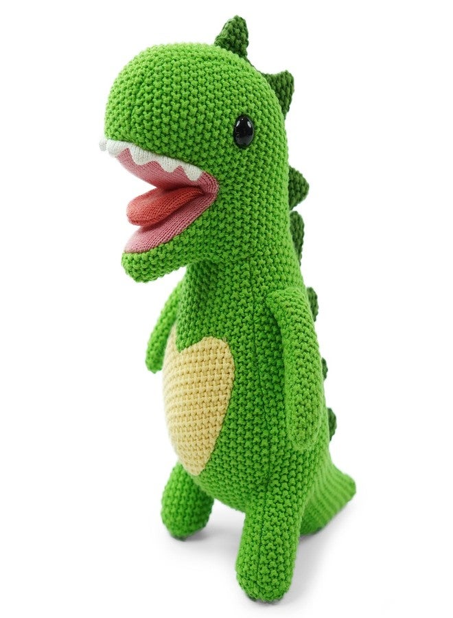 JUSTQUNSEEN Knitted Dinosaur Stuffed Animal,11 Inch Stuffed Animals Plush Dinosaur Cute Animal Dinosau rs Toy for Girl,Soft Toy Cotton Plush Knitte Stuffed Animals Birthday - Image 1