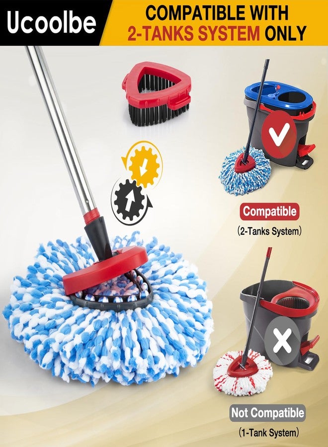 Ucoolbe Spin Mop Replacement Head for O Cedar 2 Tank RinseClean,4 Mop Heads, 1 Mop Brush, 1 Mop Handle, 1 Mop Base,Spin Mop Microfiber Refill with 30" to 58" Mop Replacement Handle - Image 2