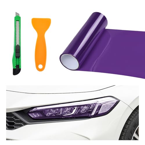 MUQIDA Headlight Vinyl Film Sticker Sheet Roll 472118 SelfAdhesive Tint Vinyl Film for Car Tail Lights Fog Lights AirRelease Headlight Tint Wrap Film with Squeegee Cutter Purple - Image 1