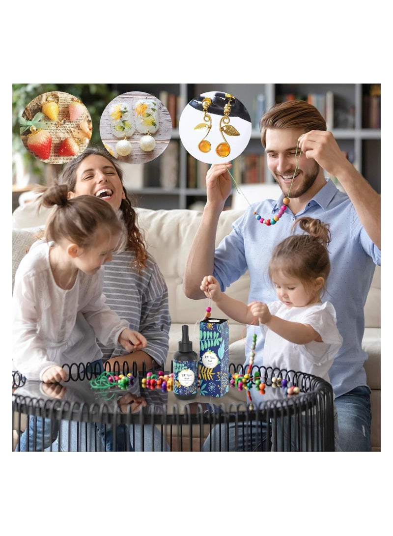 SYOSI غراء شفاف من النوع الصلب من راتنجات الإيبوكسية المعالجة بالأشعة فوق البنفسجية لصنع المجوهرات بنفسك، وتزيين الحرف اليدوية، راتنج شفاف معالج بأشعة الشمس نشط لقوالب الراتينج والصب والطلاء، 100 جرام - Image 2