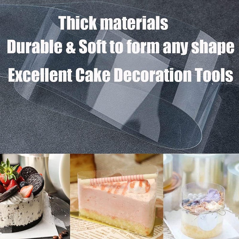 DATANYA Cake Collars 6.3 x 394inch Acetate Rolls Clear Cake Strips Transparent Mousse Cake Collar Acetate Sheet for Baking, Surrounding Edge Decorating + Bonus with Delicate Stickers - Image 5