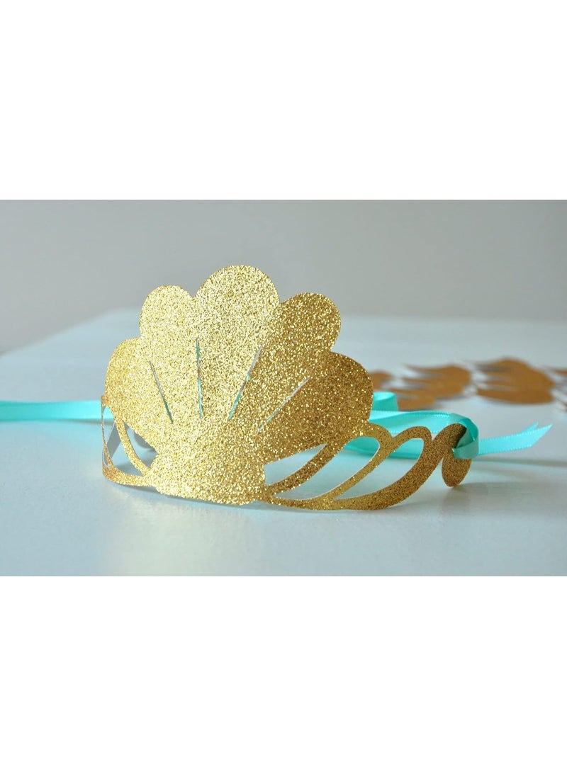Confetti Confetti Mermaid Crowns Pack of 12 Mermaid Party Mermaid Birthday Party Under the Sea Party Seashell Crown Mermaid Party Supply Mermaid Party Hat  - Image 2