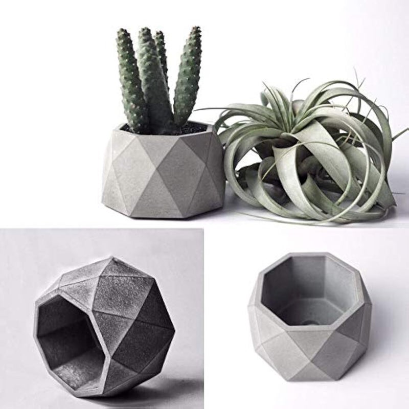 Creative Geometric Art Flower Pot Succulent Plants Cement MoldSilicone Flower Pot Mold Candle Holder Mould Handmade Clay Craft Office Home Decor