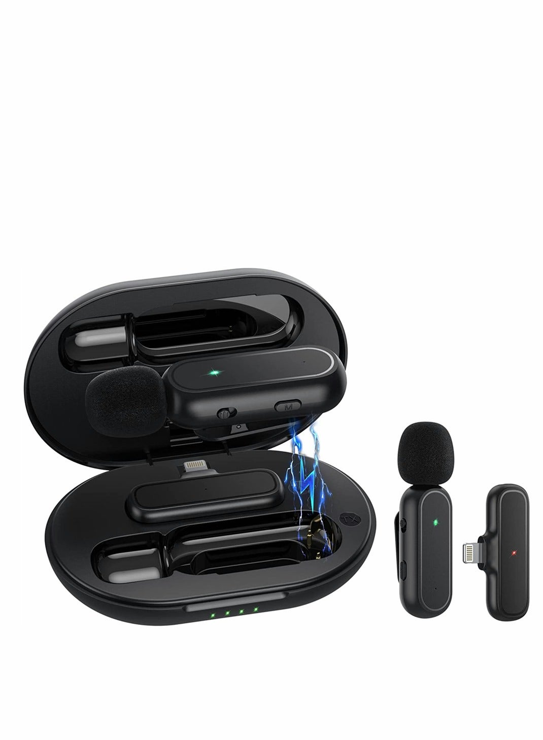 Wireless Lavalier Microphone for iPhone/iPad with Charging Case, Plug & Play Clip-on Mic for Vlogging, YouTube, Interviews, 3 Denoise Modes, 65ft Range - Perfect for Creators