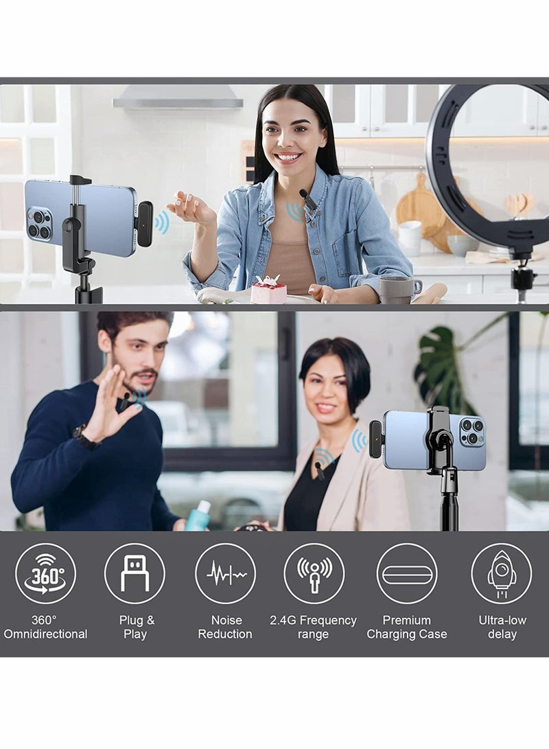 Wireless Lavalier Microphone for iPhone/iPad with Charging Case, Plug & Play Clip-on Mic for Vlogging, YouTube, Interviews, 3 Denoise Modes, 65ft Range - Perfect for Creators - Image 2
