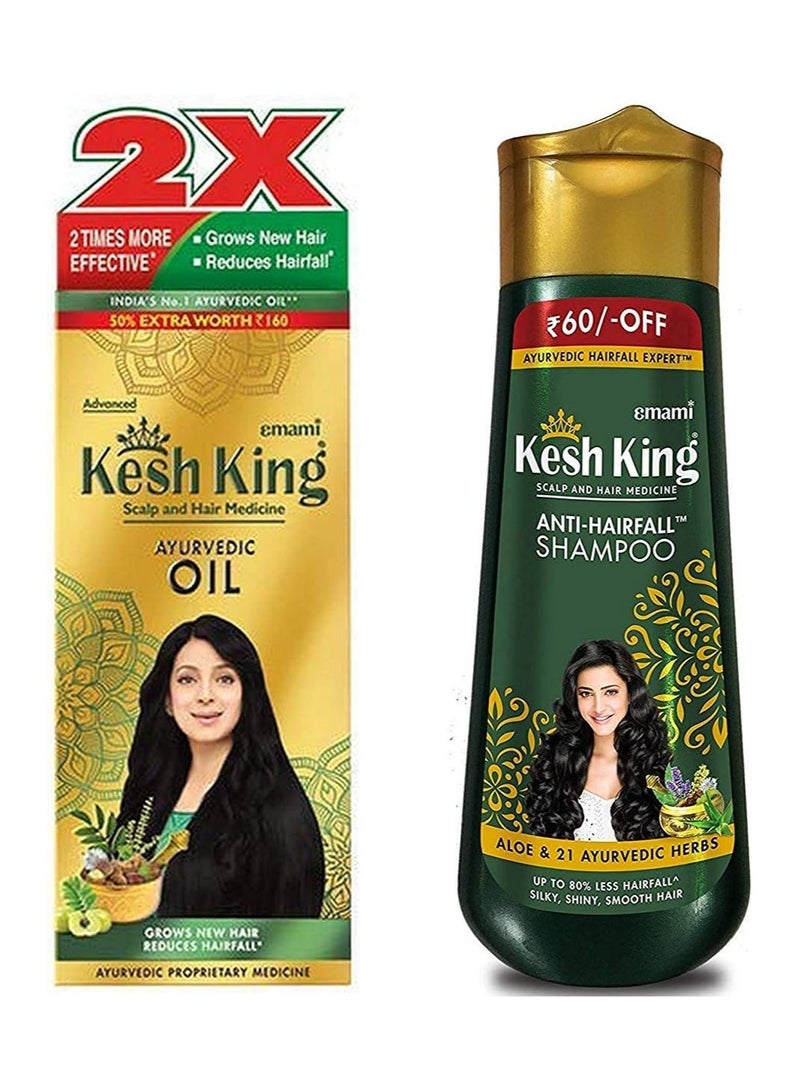 Kesh King Ayurvedic Scalp & Hair Oil 300ml & Anti Hair Fall Shampoo 340ml Combo 2