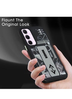 Techie Aesthetic Fashion Silicone Back Case Cover with Magnetic Hand Grip & Kickstand for Samsung Galaxy A25 – Black/ grey  - Image 3