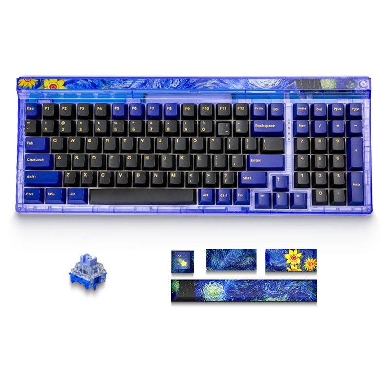 Newmen GM980 Wireless Mechanical Keyboard,Tri-Mode BT5.0/2.4GHz/USB-C Hot Swappable Custom Keyboard,100 Keys Gasket Gaming Keyboards PBT keycaps Pre-lubed Linear Switch, RGB Backlit(Starry Switch) - Image 1