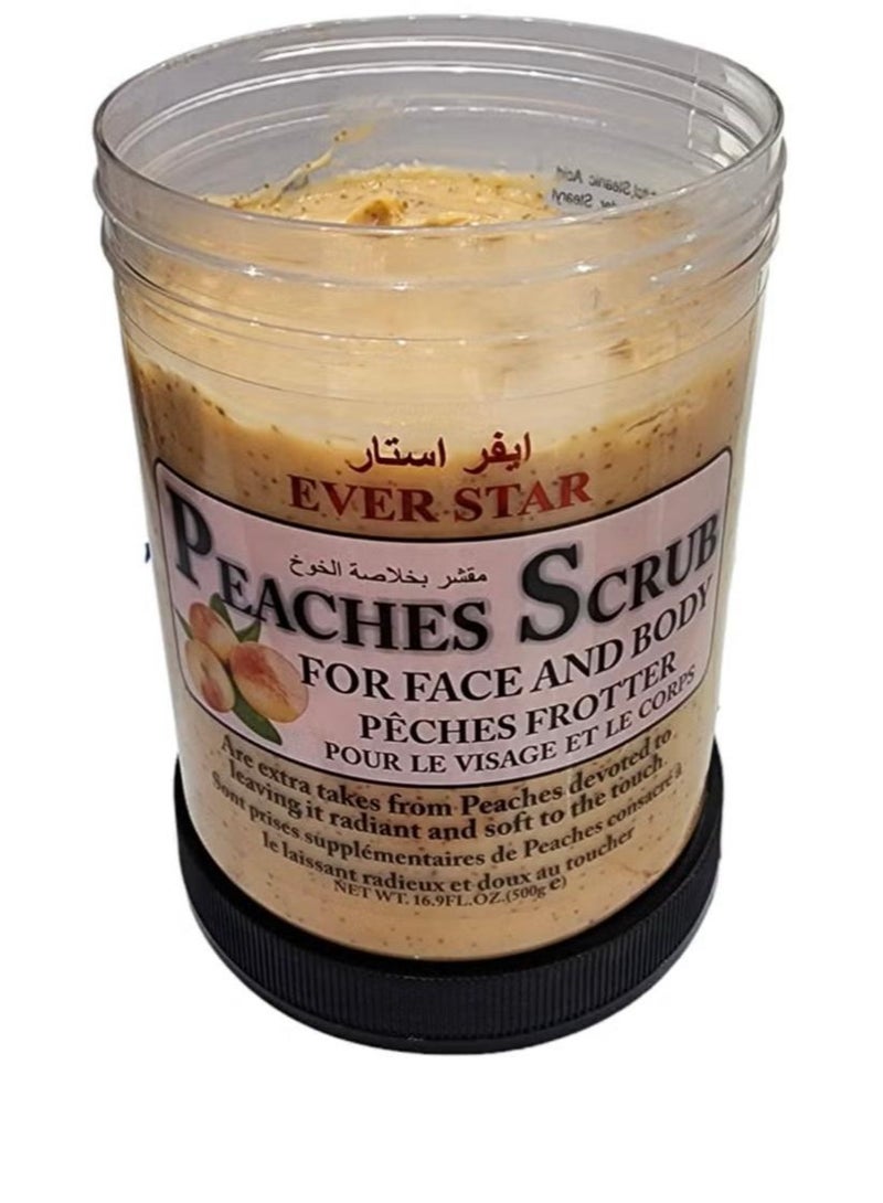 Ever star Body scrub with peach extract that quickly exfoliates, opens pores, removes blackheads, and gives light, soft, and healthy skin 500 grams - Image 1