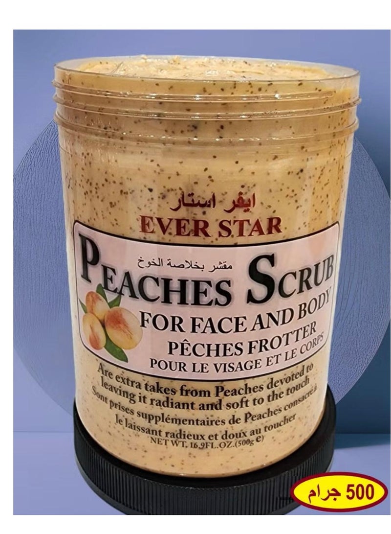 Ever star Body scrub with peach extract that quickly exfoliates, opens pores, removes blackheads, and gives light, soft, and healthy skin 500 grams - Image 3