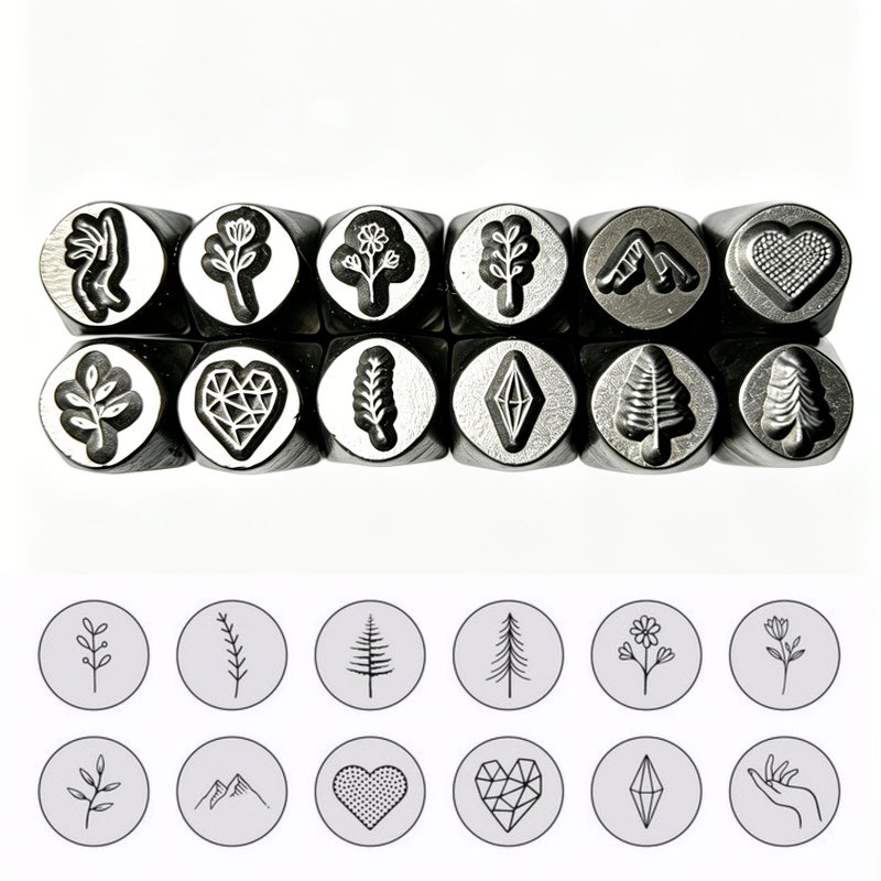Carbon Steel Embossing Stamp Mold Love02 Jewelry Tool With Tree Mountain Palm Pattern For DIY Metal Craft - Image 2