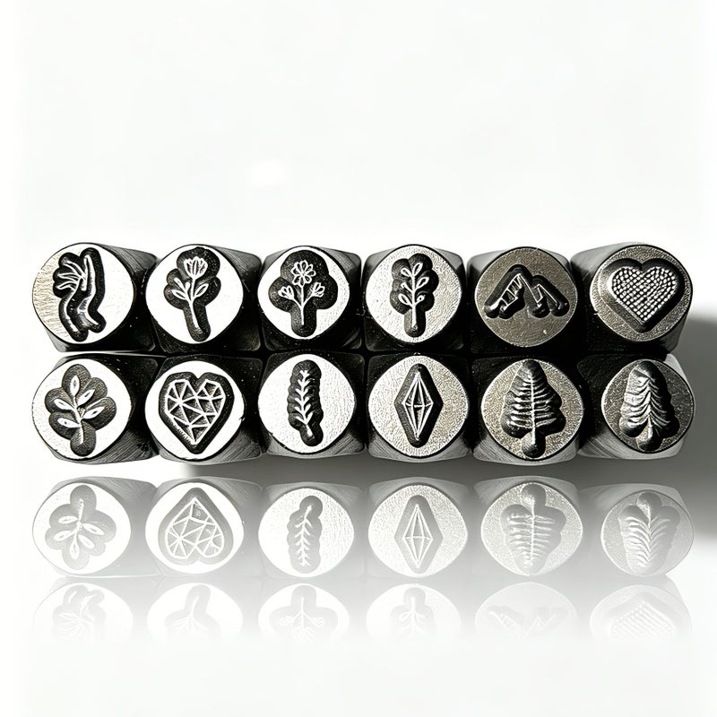 Carbon Steel Embossing Stamp Mold Love02 Jewelry Tool With Tree Mountain Palm Pattern For DIY Metal Craft - Image 1