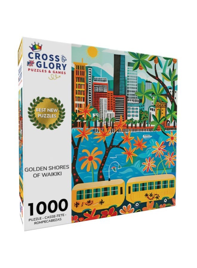 Cross & Glory السواحل الذهبية لوايكيكي - 1000 قطعة لغز للبالغين | أفضل لغز فني جديد في هونولولو | تحدي فريد من نوعه لجزر هاواي - Image 2