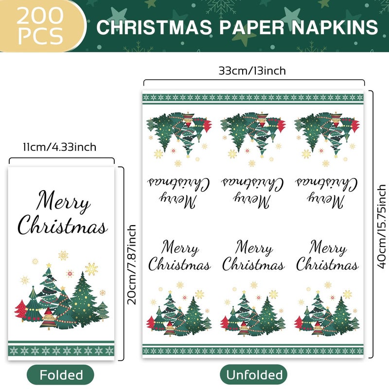 CutebriCase 200 Pcs Christmas Napkins Disposable Guest Paper Napinks Hand Towels Cocktail Party Napkins Holiday Decorations  Christmas Tree Napinks Guest Towels for Lunch Dinner Kitchen Bathroom  - Image 4