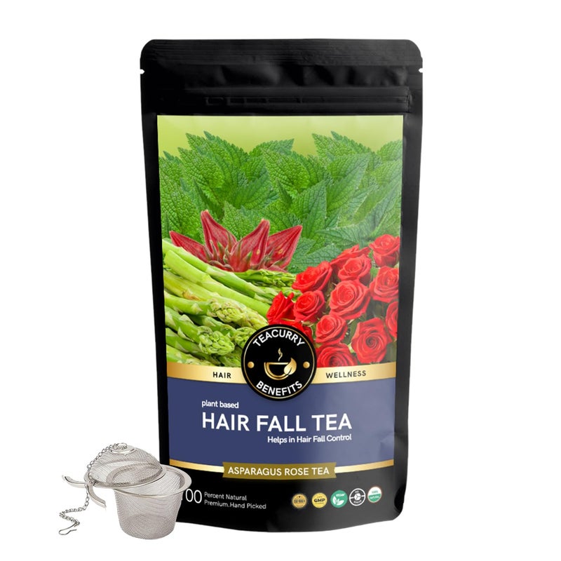 Teacurry Less Hair Tea (100 Grams Loose With Infuser) - Helps to Reduce Less Hair, Thinning | Hair Wellness Tea - Image 1