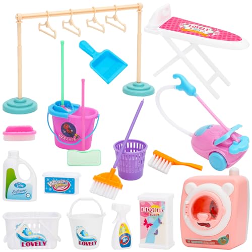 SOTOGO ONEST 23 Pieces Mini Housework Cleaning Supplies Miniature Mini House Accessories House Furniture Decoration Accessories - Image 1