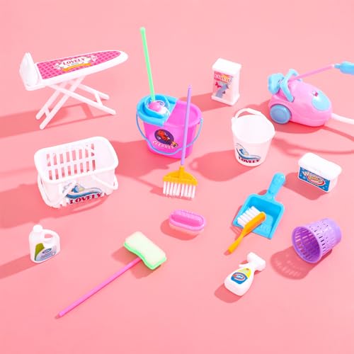 SOTOGO ONEST 23 Pieces Mini Housework Cleaning Supplies Miniature Mini House Accessories House Furniture Decoration Accessories - Image 5