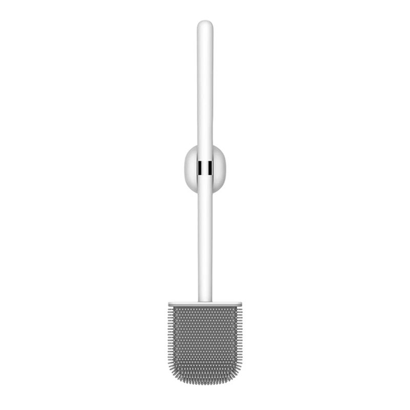 SKOFRI Toilet Brush Set for Bathroom Toilet Brush in Silicone Material with Hard Plastic Holder Comes with Slim Flex Brush Anti-drip Set, No-Slip Long Handle Soft Silicone Bristles - Image 1