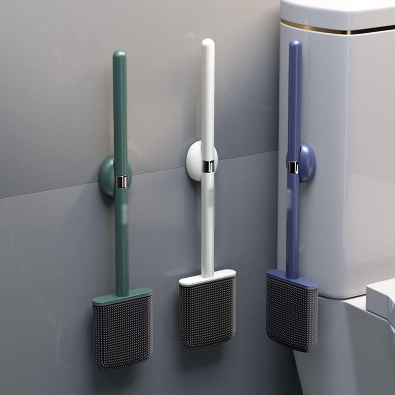 SKOFRI Toilet Brush Set for Bathroom Toilet Brush in Silicone Material with Hard Plastic Holder Comes with Slim Flex Brush Anti-drip Set, No-Slip Long Handle Soft Silicone Bristles - Image 5