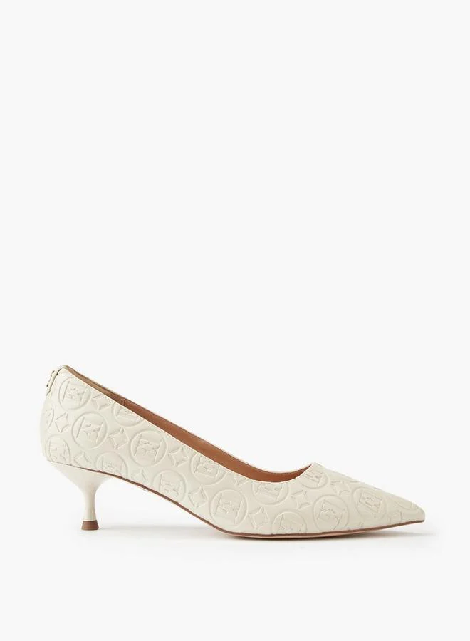 ELLE IVORY Women'S Monogram Embossed Shoes With Kitten Heels for Women | Best Price UAE