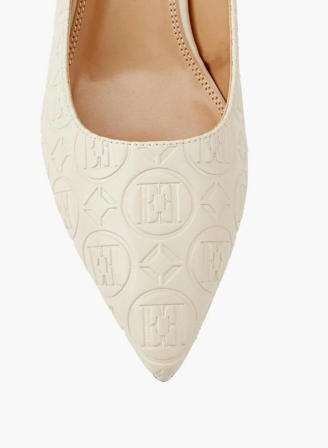 ELLE IVORY Women'S Monogram Embossed Shoes With Kitten Heels for Women | Best Price UAE