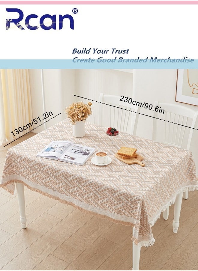 Rcan Simple Tablecloth, Rectangle Tablecloth Weaved Pattern Waterproof Spillproof Wrinkle Free Table Cloth, Kitchen Dining Tabletop Decoration 130*230 CM  - Image 4