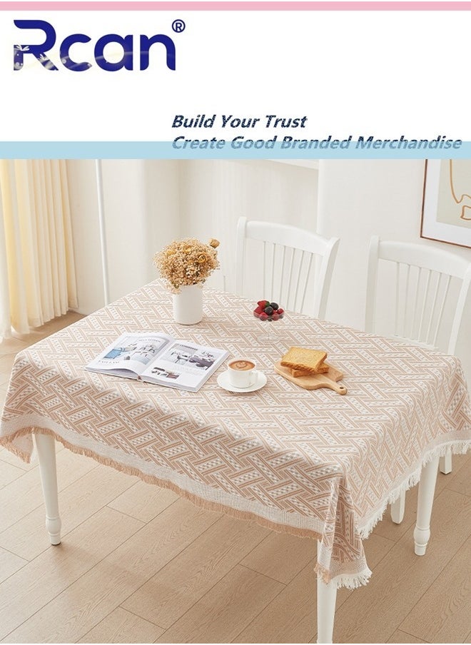 Rcan Simple Tablecloth, Rectangle Tablecloth Weaved Pattern Waterproof Spillproof Wrinkle Free Table Cloth, Kitchen Dining Tabletop Decoration 130*230 CM  - Image 2