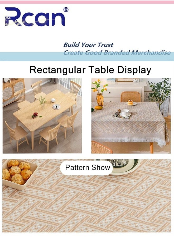 Rcan Simple Tablecloth, Rectangle Tablecloth Weaved Pattern Waterproof Spillproof Wrinkle Free Table Cloth, Kitchen Dining Tabletop Decoration 130*230 CM  - Image 3