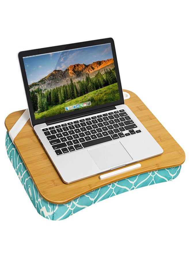 LAPGEAR XL Designer Lap Desk with Phone Holder and Device Ledge - Aqua Trellis - Fits up to 17.3 Inch Laptops - Style No. 45512 - Image 1