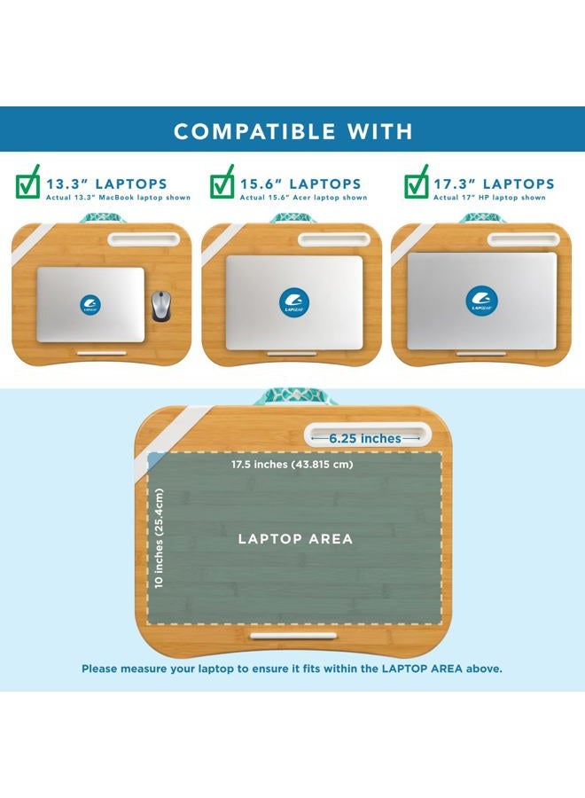LAPGEAR XL Designer Lap Desk with Phone Holder and Device Ledge - Aqua Trellis - Fits up to 17.3 Inch Laptops - Style No. 45512 - Image 3