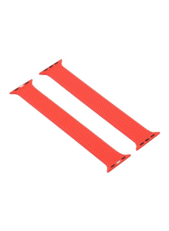 NIBEMINENT Single-turn Woven Pattern Silicone Watchband for Apple Watch Series 7/6/SE/5/4/3/2/1 38/40/41mm, Size:L Red - Image 2