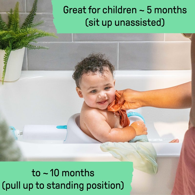 Ingenuity My Bath Seat for Sit-Up Baby Bathing, Sure & Secure Suction Cups, ASTM Safety Tested & Approved, Backrest for Assisted Sitting, Easy Setup & Storage, Aqua - Image 3