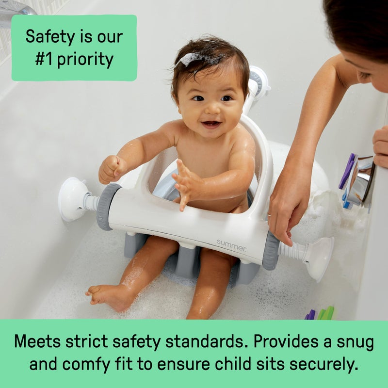Ingenuity My Bath Seat for Sit-Up Baby Bathing, Sure & Secure Suction Cups, ASTM Safety Tested & Approved, Backrest for Assisted Sitting, Easy Setup & Storage, Aqua - Image 2