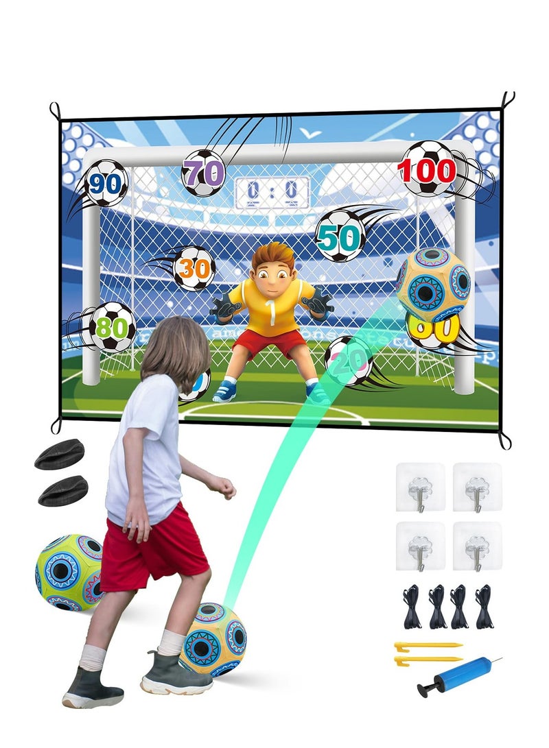 SYOSI Soccer Ball Game Set for Kids, Backyard Indoor Outdoor Toss Soccer Goal Game with 2 Sticky Soccer Balls, Foldable Flannel Goals, Toddlers Gift for 3 4 5 6 7 8 Year Old Boy Toys Birthday (59*39 in-A) - Image 1