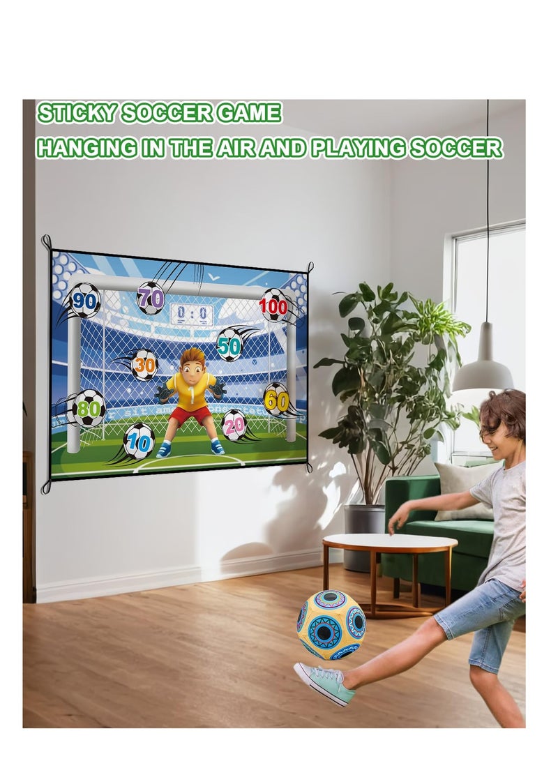 SYOSI Soccer Ball Game Set for Kids, Backyard Indoor Outdoor Toss Soccer Goal Game with 2 Sticky Soccer Balls, Foldable Flannel Goals, Toddlers Gift for 3 4 5 6 7 8 Year Old Boy Toys Birthday (59*39 in-A) - Image 5