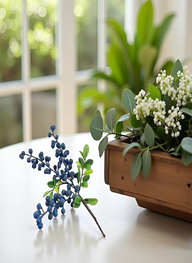 Cauaoa Artificial Blueberry Stems with Berries, Blue Christmas Fruit Decor, DIY Floral Arrangement, Artificial Plants Flowers - Image 3